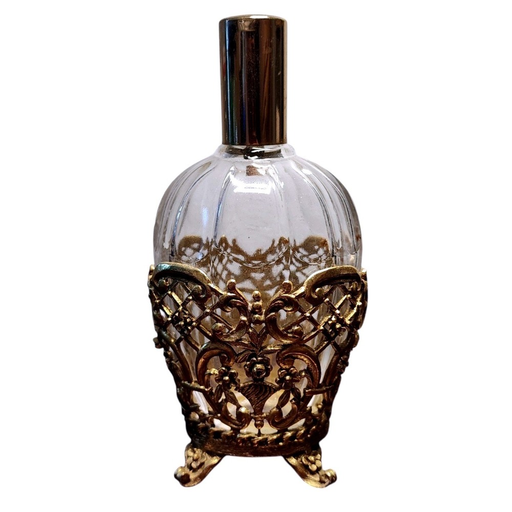 MUSI‎ Vintage Gold Filigree Perfume Bottle – Hollywood Regency Vanity Piece